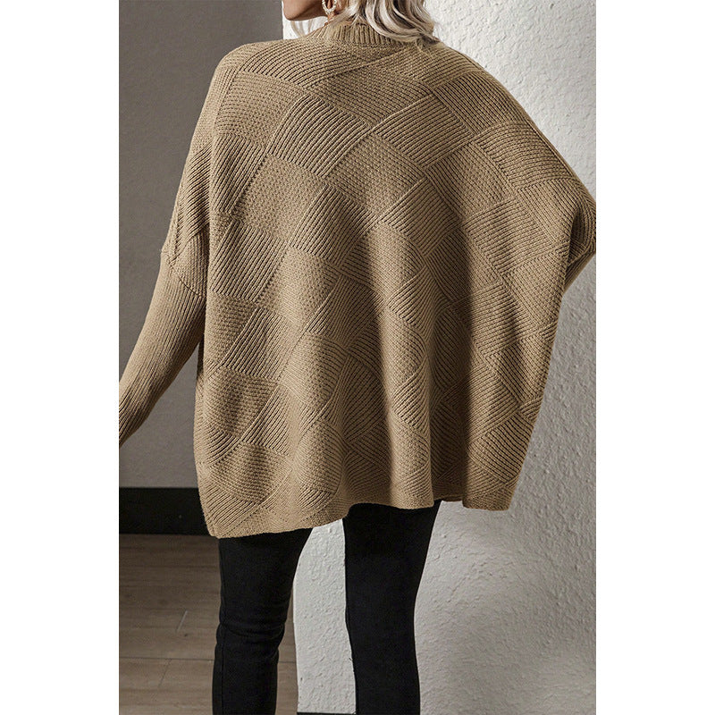 European And American Loose Oversize Knitted Textured Sweater For Women