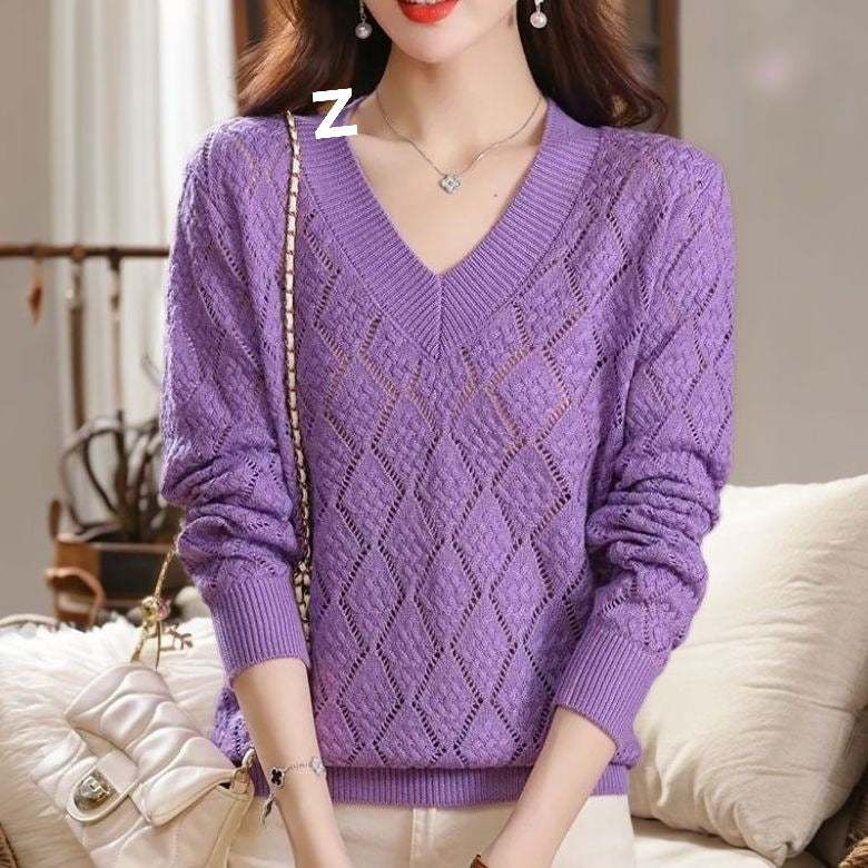 Hollow Knit Sweater Women