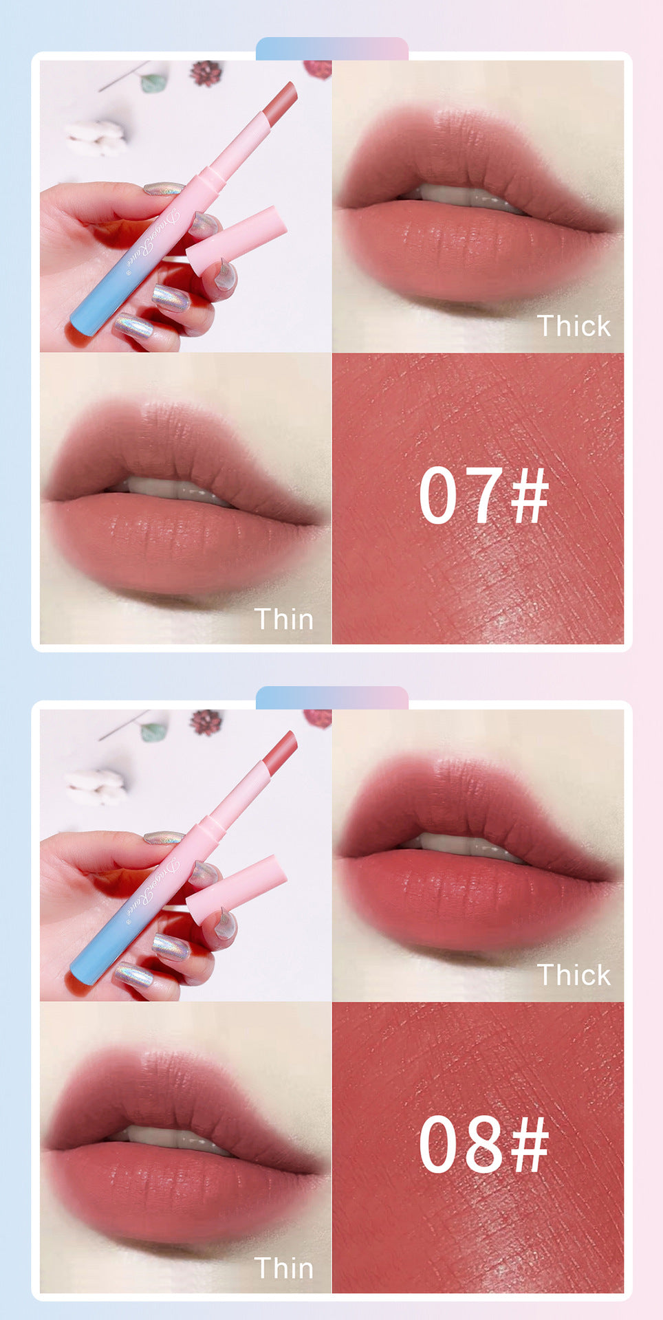 Automatic rotating lipstick pencil matte lipstick pencil long-lasting color
