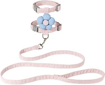 Floral Cat Harness, Collar & Leash Set — Soft Adjustable Walking Set with 3D Flower Detail