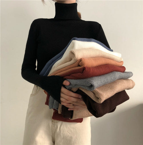 High Neck Sweater With Long Sleeve Pullover Top