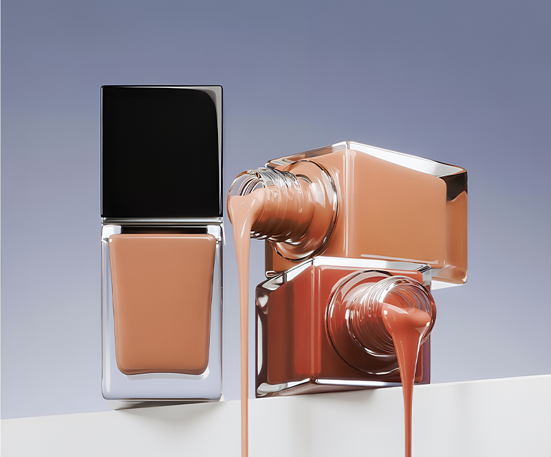 Makeup product with brown shade on a gradient background
