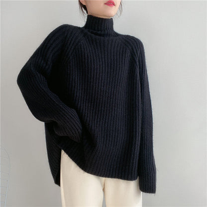 Half Turtleneck Sweater Women Loose Padded Sweater