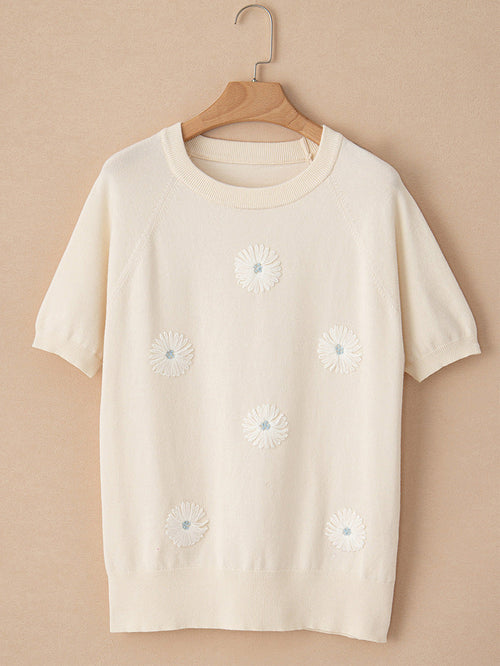 Round Neck Sweater With Short Sleeves Women
