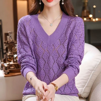 Hollow Knit Sweater Women