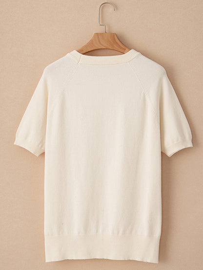 Round Neck Sweater With Short Sleeves Women
