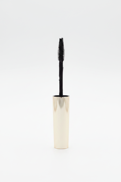 Purple mascara tube with gold cap studio front view