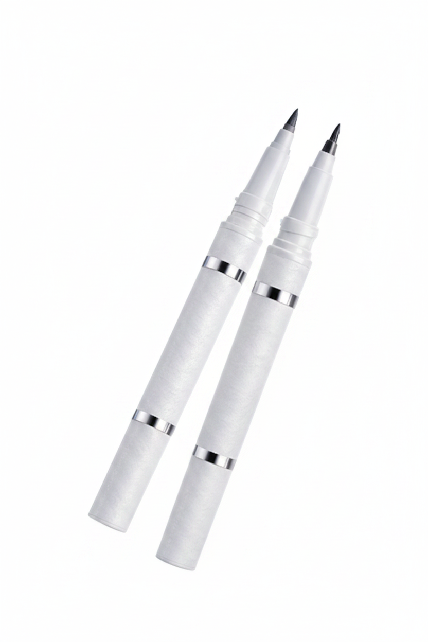 Dual-ended liquid eyeliner pen front view studio shot