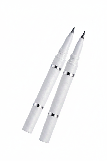 Dual-ended liquid eyeliner pen front view studio shot