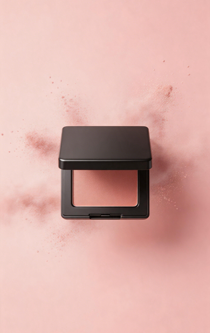 Matte Noir Pressed Powder Compact — Skin-Perfecting Formula with Built-In Mirror