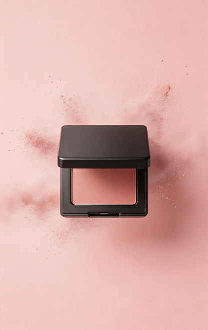 Matte Noir Pressed Powder Compact — Skin-Perfecting Formula with Built-In Mirror